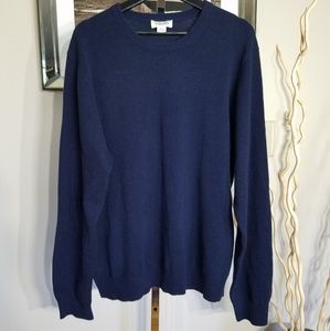 Mens Navy Blue Cashmere Pull On Sweater Sz XL
